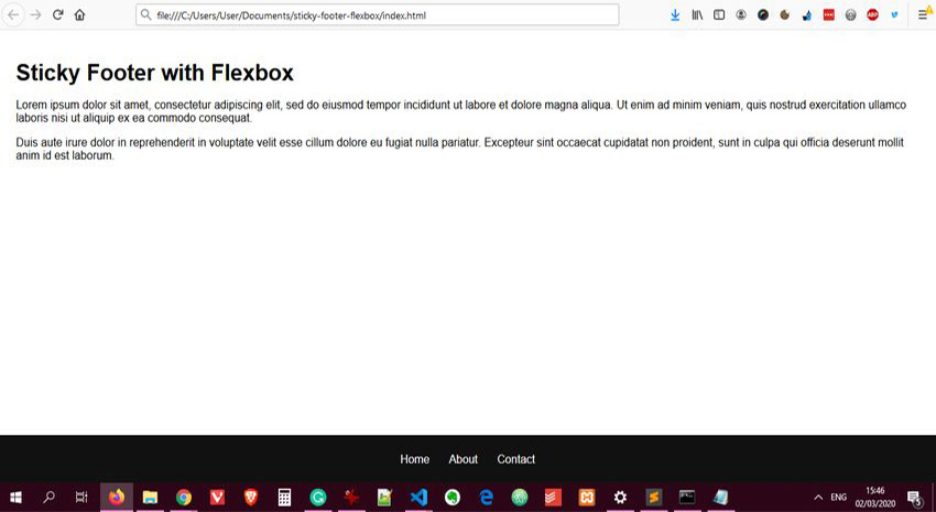 Прижать футер с помощью Flexbox